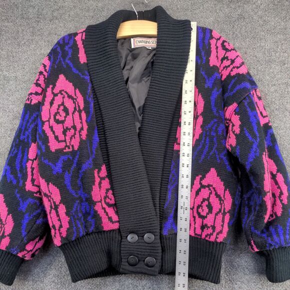 Changing Scene Women's Shawl Collar Cardigan Sweater Jacket Medium Multi Floral - Picture 10 of 12